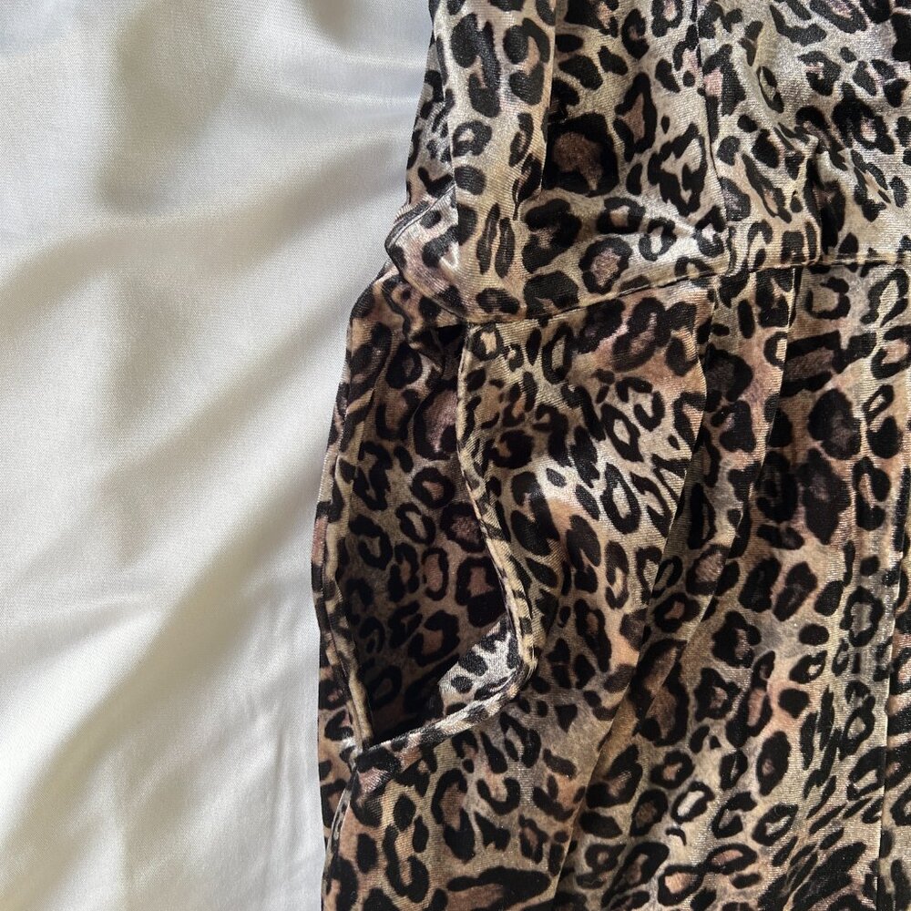 Mystree Animal Print Velvet Wide Leg Jumpsuit Sleeveless Party Mob Wife Glam M - Picture 4 of 7